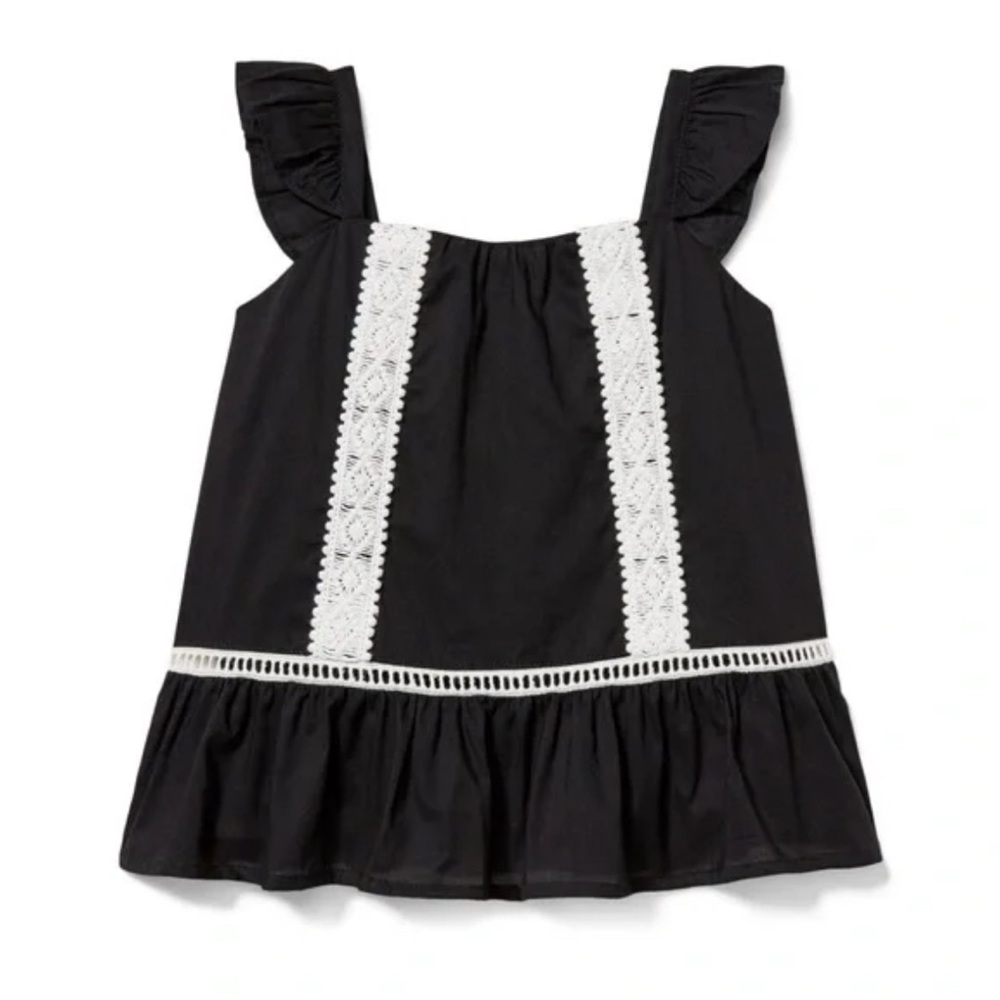 Janie and Jack Peplum Top Cotton Batiste Crochet Trim Flutter Sleeve Toddler